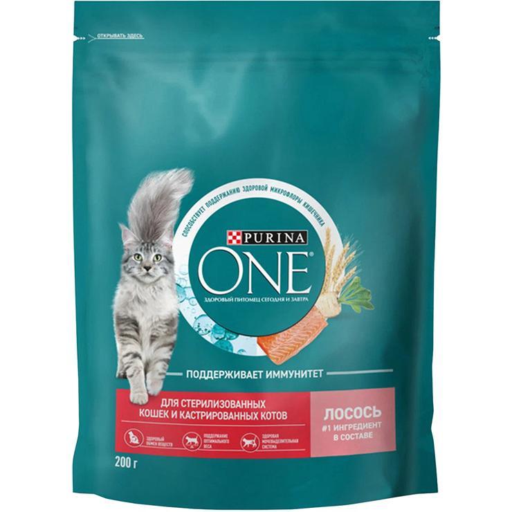 Корм сухой Purina ONE Sterilized для стерилизованных кошек Лосось, 200 гр., дой-пак