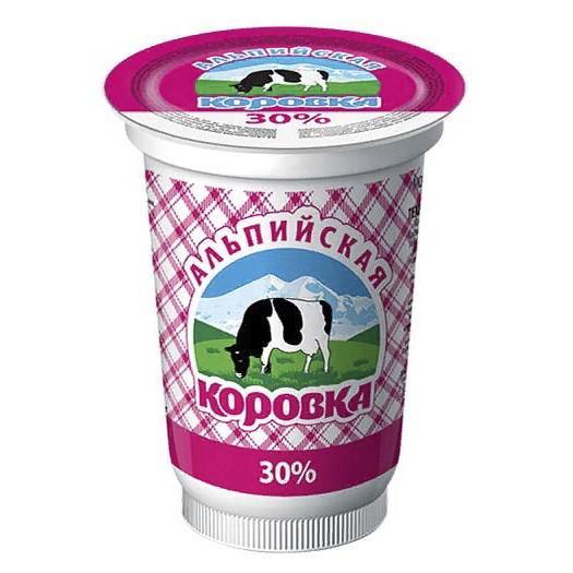 Сметанный продукт Альпийская Коровка 30% 400 гр., ПЭТ