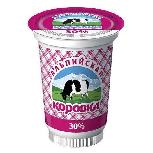 Сметанный продукт Альпийская Коровка 30% 400 гр., ПЭТ