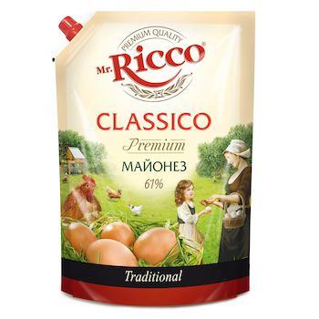 Майонез Mr.Ricco Classico 61%, 375 мл., дой-пак с дозатором
