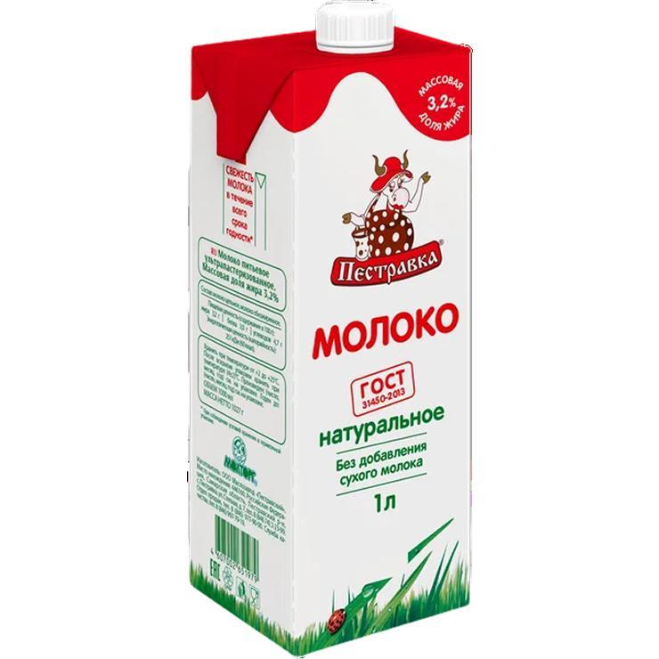 Молоко Пестравка 3,2 % 1 л., тетра-пак