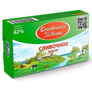 Масло сливочное Деревенское подворье несоленое 62% 160 гр., обертка