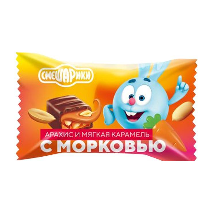 Конфеты Смешарики арахис и мягкая карамель с морковью 1 кг., флоу-пак