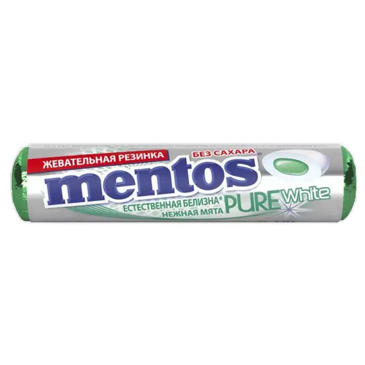 Жевательная резинка Mentos Ролл Pure White Нежная Мята15.5 гр., обертка