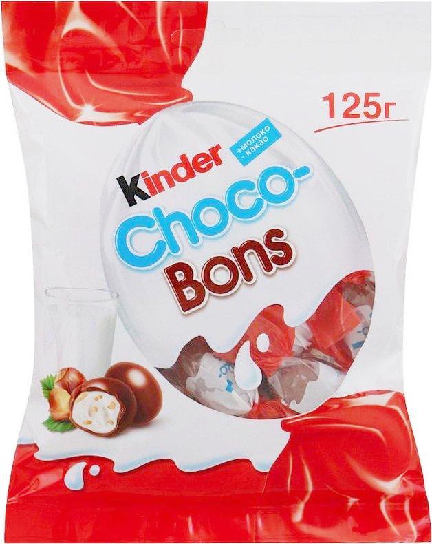 Конфеты Kinder Choco-Bons из молочного шоколада с молочно-ореховой начинкой 125 гр., флоу-пак