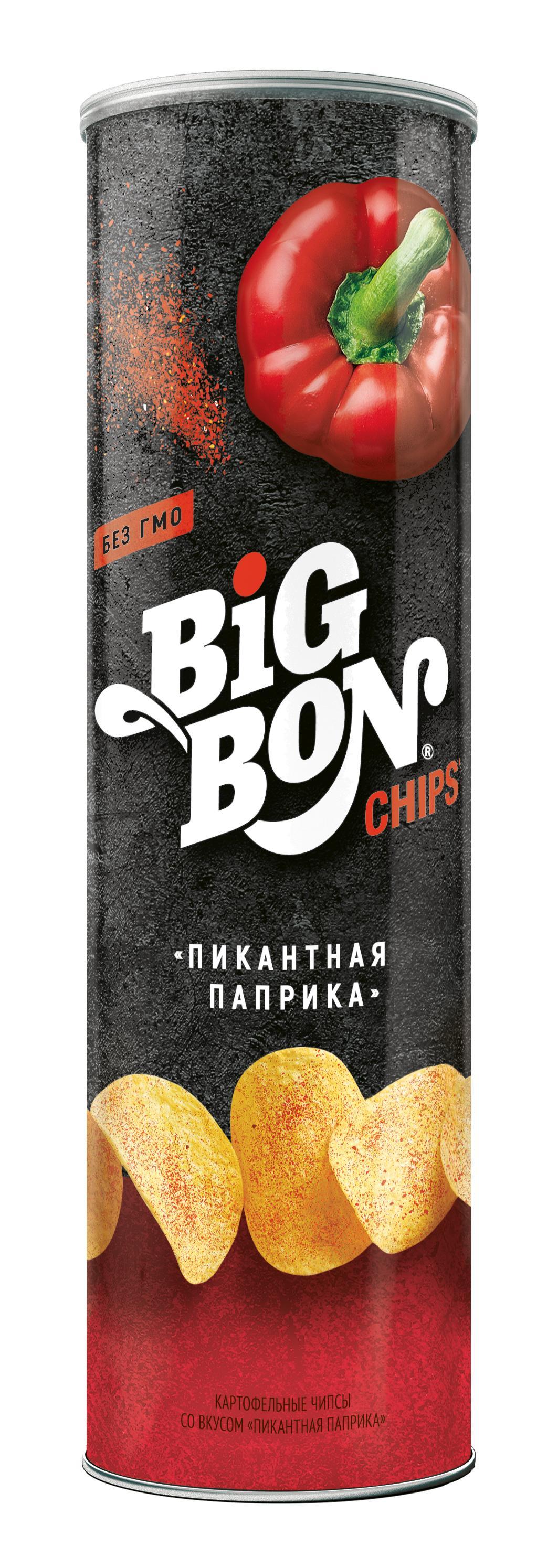 Чипсы из сырого картофеля BigBon Пикантная паприка 130 гр., туба