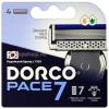 Сменные лезвия Dorco PACE 7 лезвий  для бритвенного станка 4 кассеты, картон
