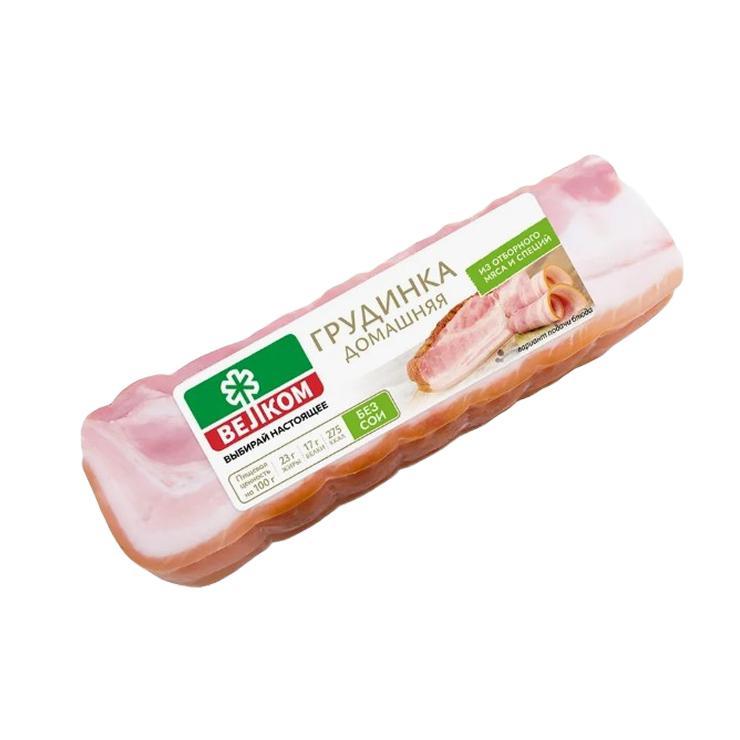 Грудинка Велком Домашняя копчено-вареная 300 гр., вакуум