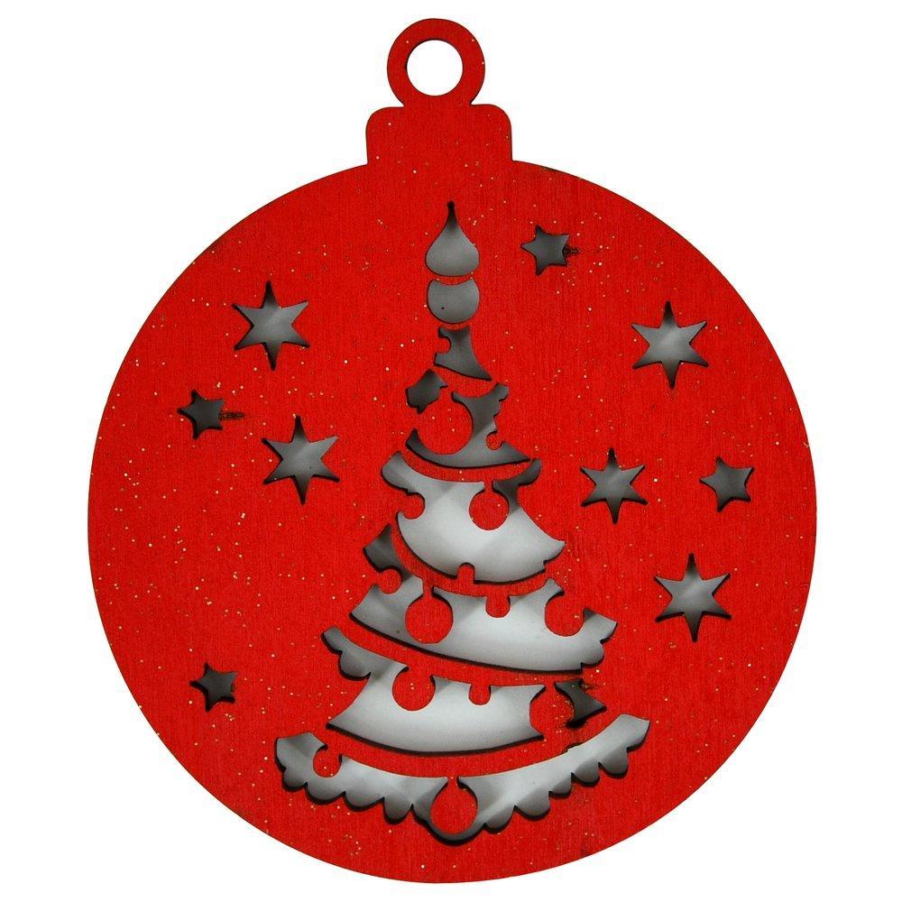 Ёлочные украшения Мультидом деревянные елочка красный 94 мм х 80 мм 6 шт., пакет