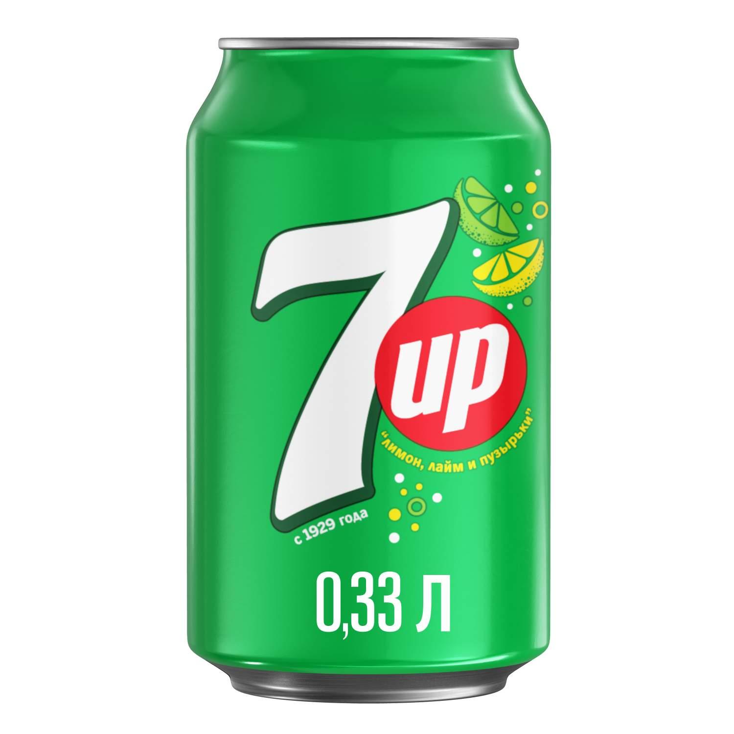 Напиток газированный 7 UP лимон лайм  330 мл., ж/б
