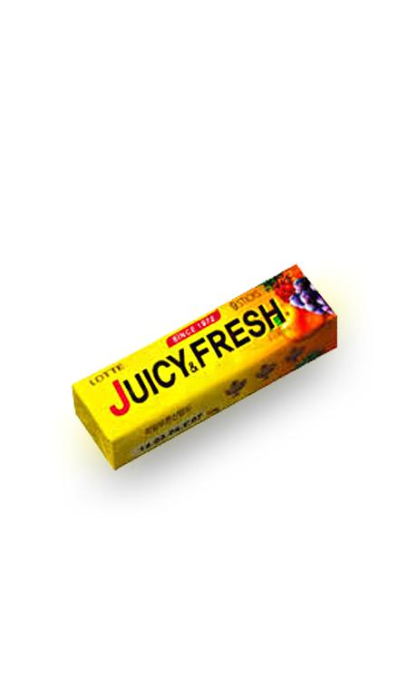 Жевательная резинка Lotte Juicy Fresh с соками цитрусовых плодов Южная Корея 26 гр., обертка