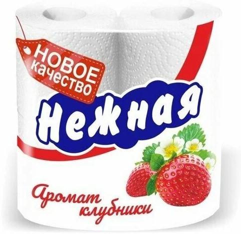 Туалетная бумага Нежная Клубника 4 шт., пленка