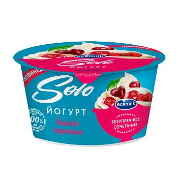 Йогурт Ecomilk Solo 4.2% с вишней и черешней 130 гр., ПЭТ