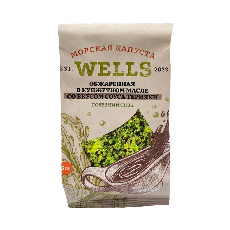Капуста морская WELLS обжаренная со вкусом терияки 5 гр., флоу-пак