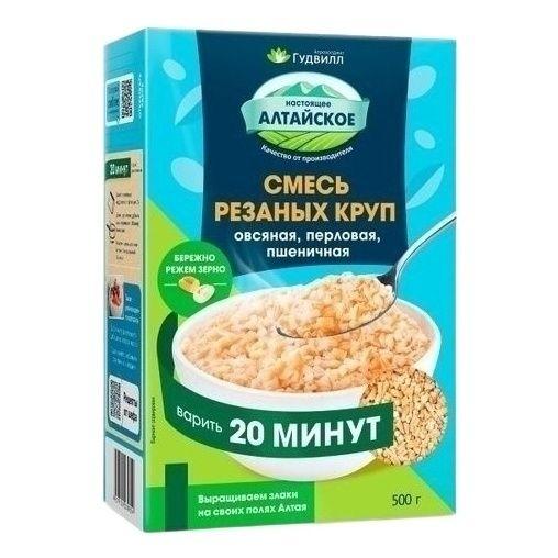 Смесь резаных круп Гудвилл Овсяная перловая пшеничная 500 гр., картон