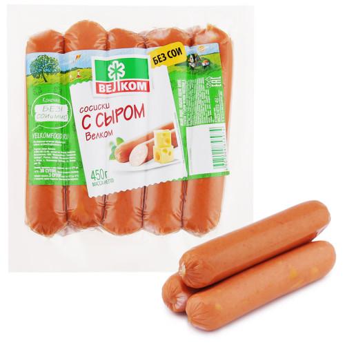 Сосиски Велком с сыром 450 гр., в/у