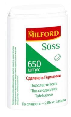 Заменитель сахара Milford Suss подсластитель 650 таблеток 39 гр., ПЭТ