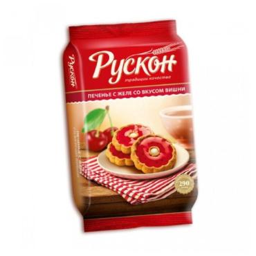 Печенье с ароматом вишни Янтарные сладости, Рускон, 290 гр., пакет