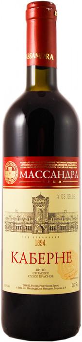 Вино красное сухое каберне Массандра 13 %, Россия, 750 мл., стекло