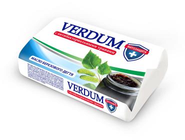 Мыло Verdum Масло березового дегтя туалетное с антибактериальными травами 90 гр., бумажная упаковка