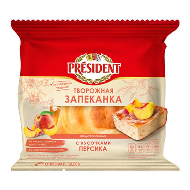 Запеканка President творожная с кусочками персика 150 гр., флоу-пак