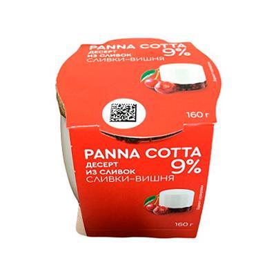 Десерт из сливок Коломенский Panna Cotta Сливки-вишня 9% 160 гр., стекло