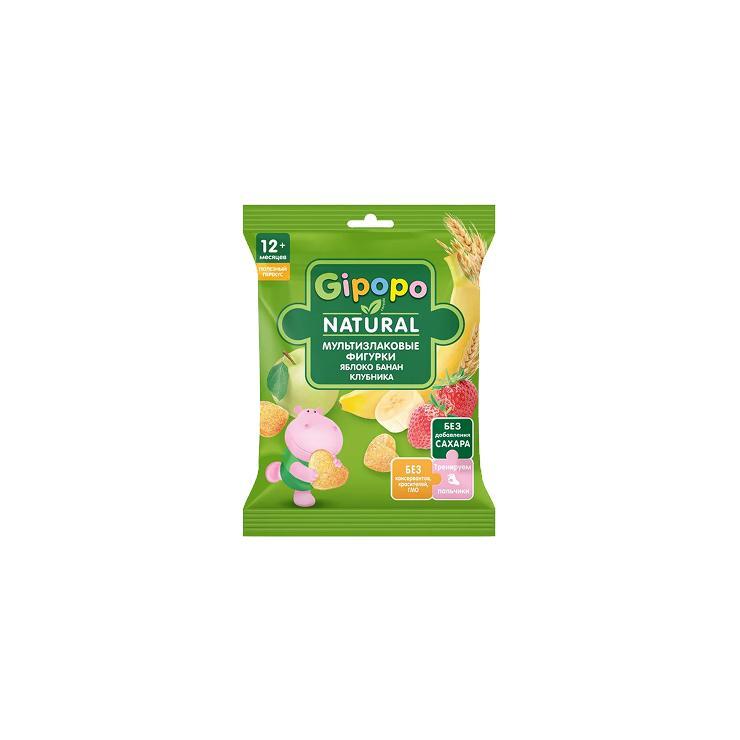 Фигурки GIPOPO мультизлаковые детские яблоко банан клубника 21 гр., флоу-пак