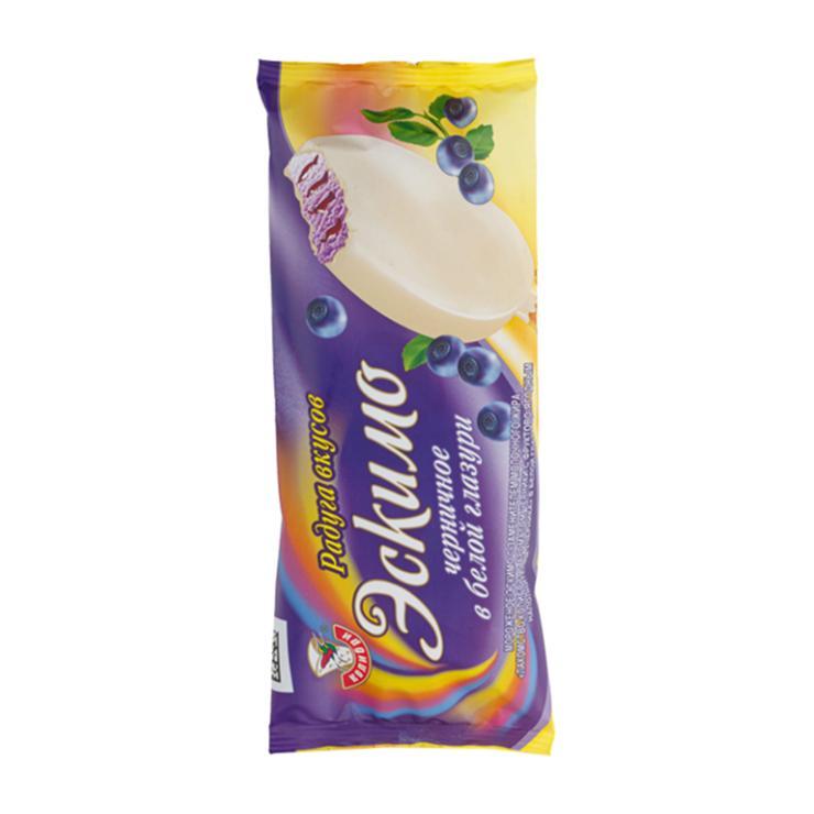 Мороженое эскимо Колибри с ароматом черники в белой глазури 70 гр., флоу-пак