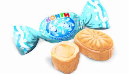 Карамель Konti с молочным вкусом 1 кг., флоу-пак