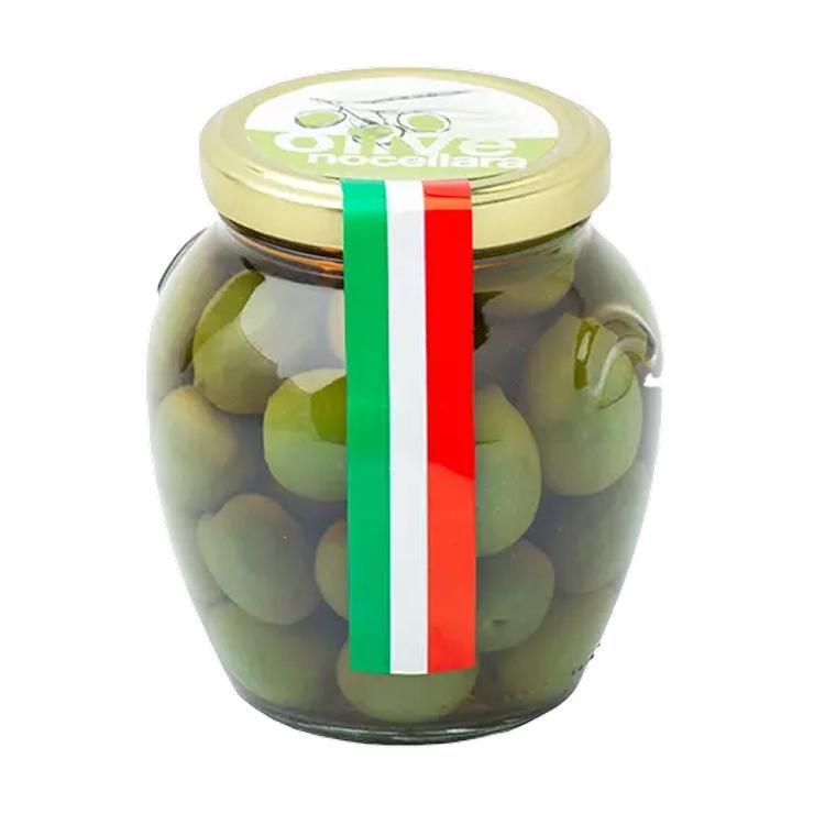 Оливки CEZONI nocellara зеленые с косточкой 290 гр., стекло