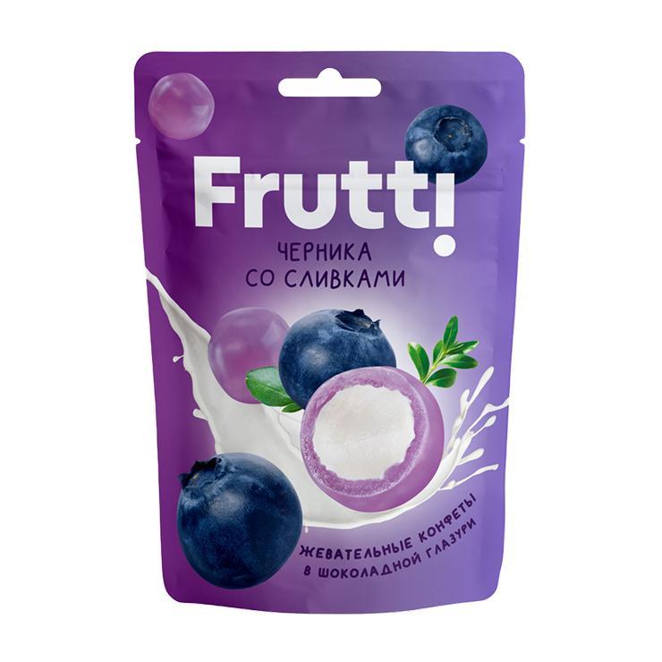 Конфеты Frutti жевательные черника со сливками 70 гр., дой-пак