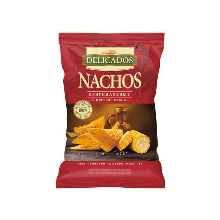 Чипсы Delicados Nachos оригинальные кукурузные 150 гр., флоу-пак