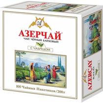 Чай Азерчай черный с чабрецом 100 пакетиков 200 гр., картон