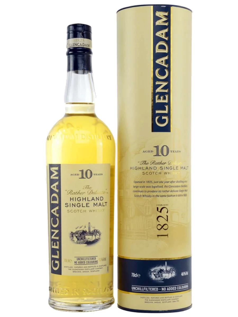 Виски Glencadam Single Malt Scotch Whisky шотландский солодовый 10 лет 700 мл., туба