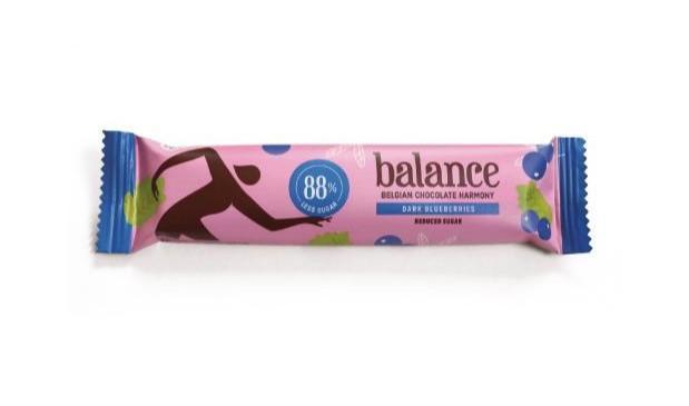 Батончик Balance из горького шоколада с черникой без сахара 35 гр., флоу-пак