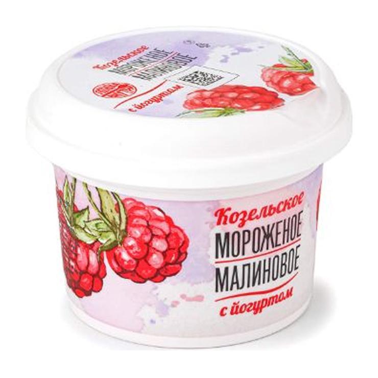 Мороженое Козельское сливочное с йогуртом и малиной 150 гр., стакан