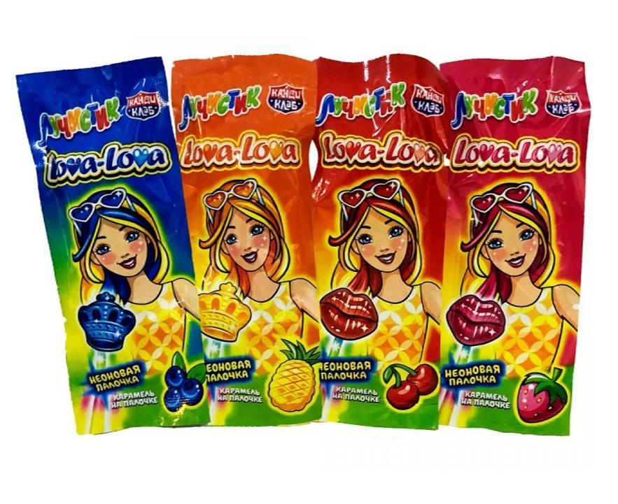 Карамель Канди Клаб Лучистик Lova Lova на неоновой палочке 10 гр., саше