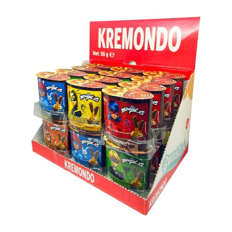 Паста Kremondo Miraculous Леди Баг арахисовая с какао + хлебные палочки 55 гр., ПЭТ