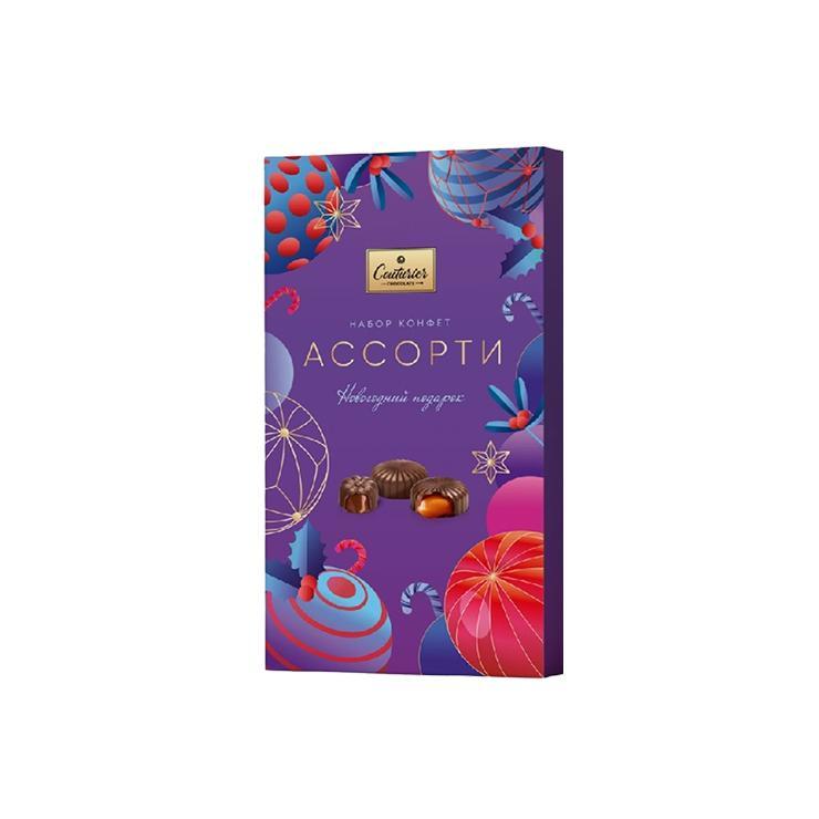 Конфеты Couturier новогодний подарок шоколадные ассорти с помадными начинками 130 гр., картон