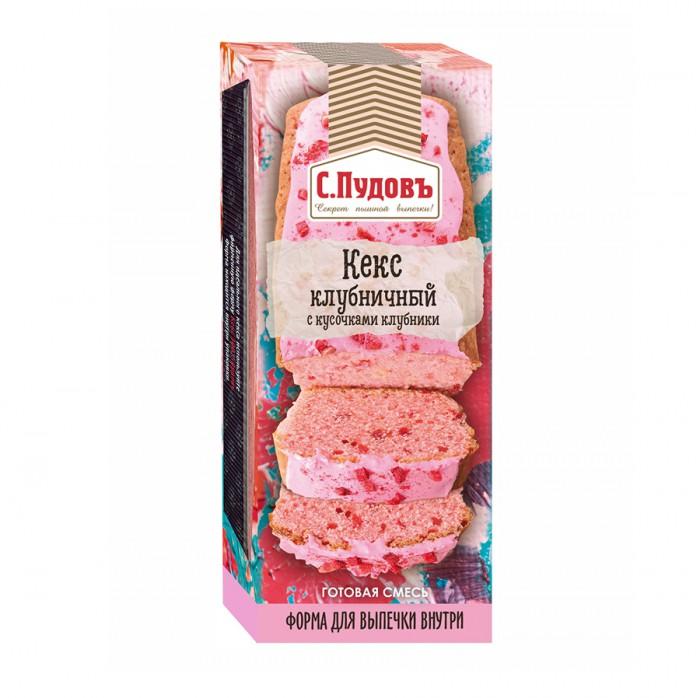 Смесь С.Пудовъ Кекс клубничный с кусочками клубники, 300 гр., картон