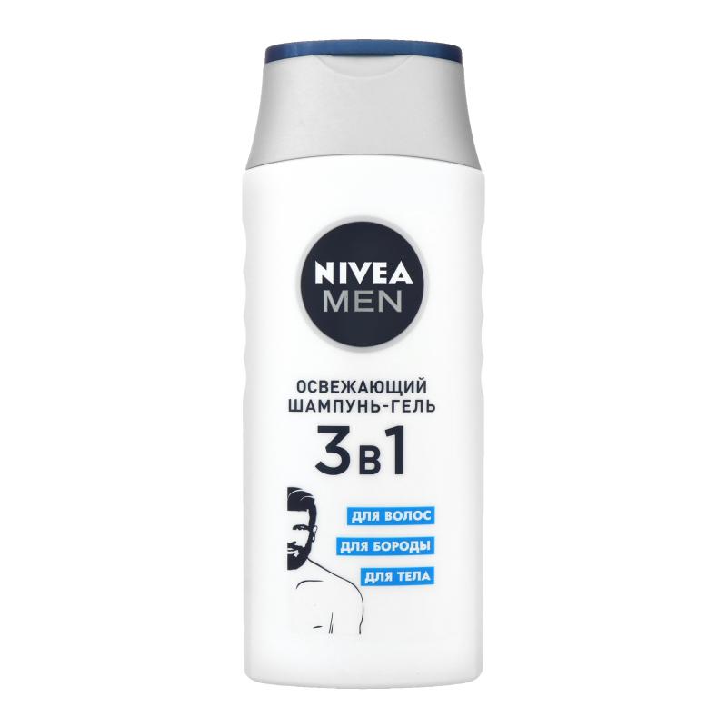 Шампунь-гель Nivea Men 3 в 1 освежающий для волос, бороды, тела 250 мл., флакон