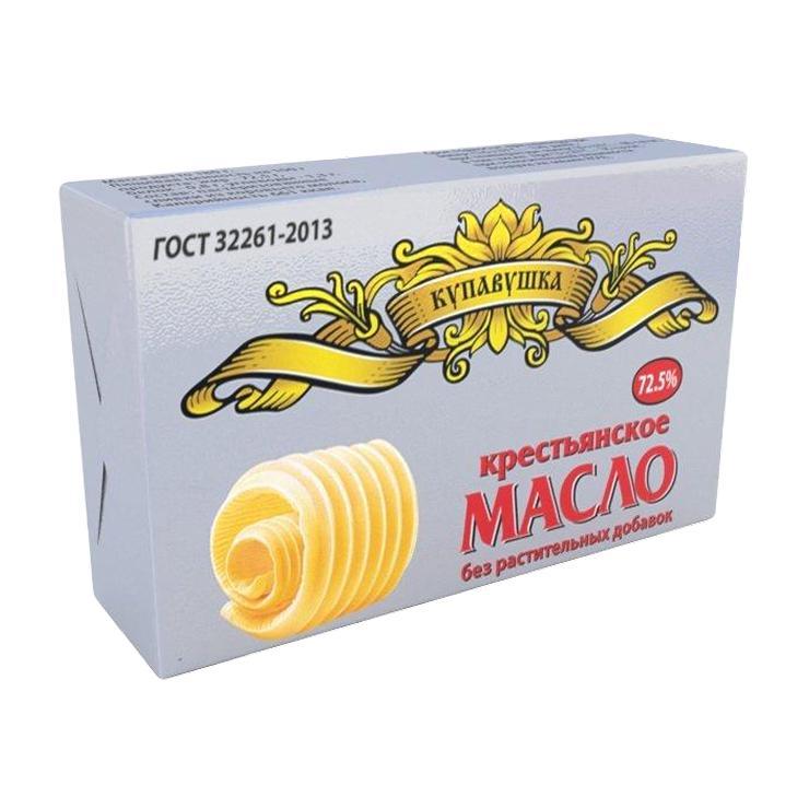 Масло сладко-сливочное Купавушка крестьянское несоленое 72,5% 180 гр., обертка