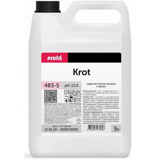 Чистящее средство Profit krot для удаления засоров щелочное, 5 л., ПЭТ