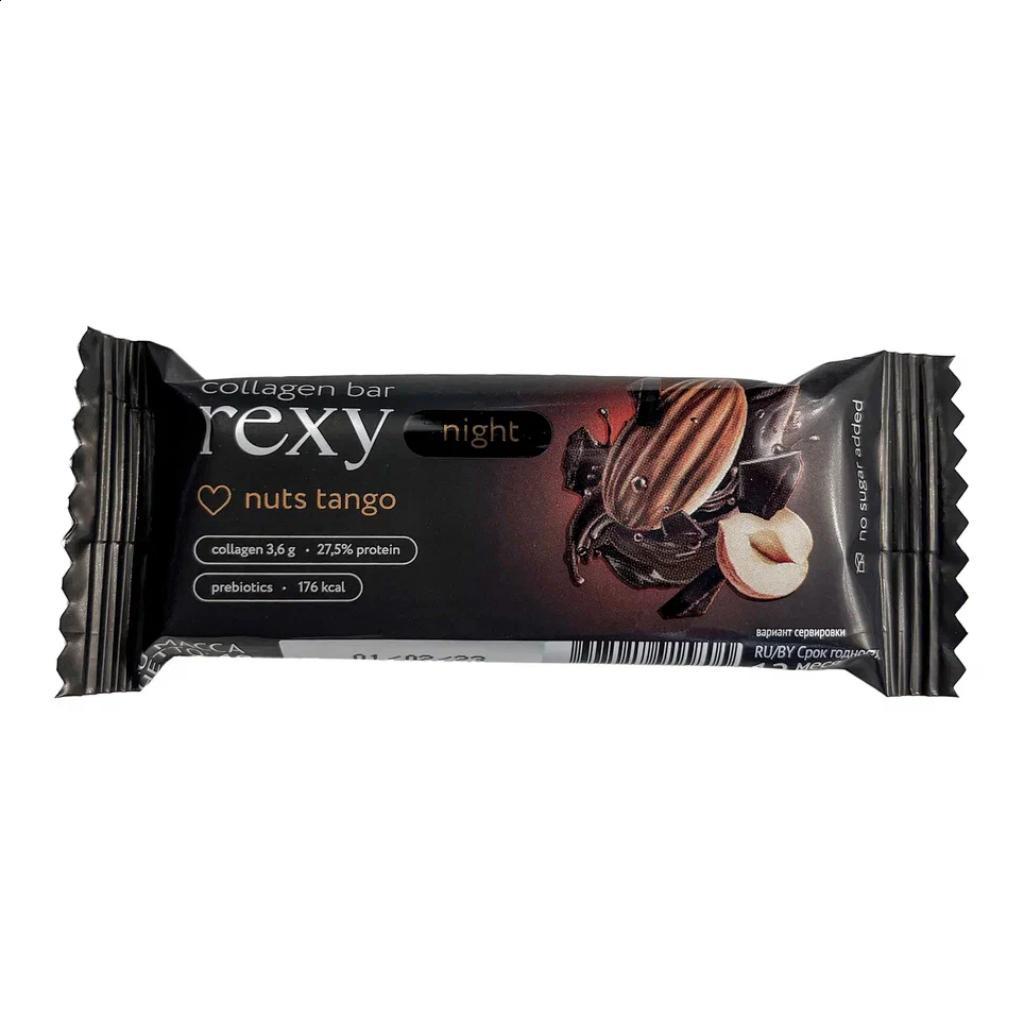 Батончик протеиновый ProteinRex Rexy Night Nuts Tango ореховый с коллагеном 40 гр., флоу-пак