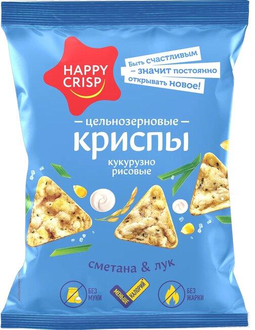 Криспы кукурузно-рисовые Happy Crisp Сметана и лук 100 гр., флоу-пак