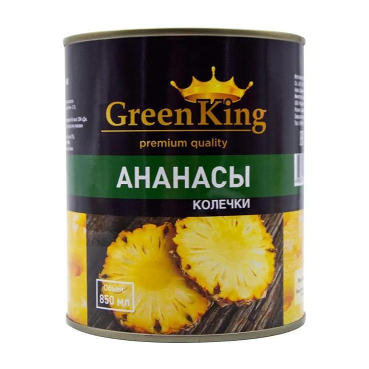 Ананасы Green King колечки в легком сиропе 580 мл., ж/б