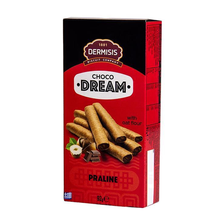Трубочки вафельные Dermisis Choco Dream шоколадно-ореховое пралине 92 гр., картон