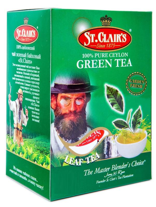 Чай St. Clair`s, зеленый среднелистовой, 100 гр., картон