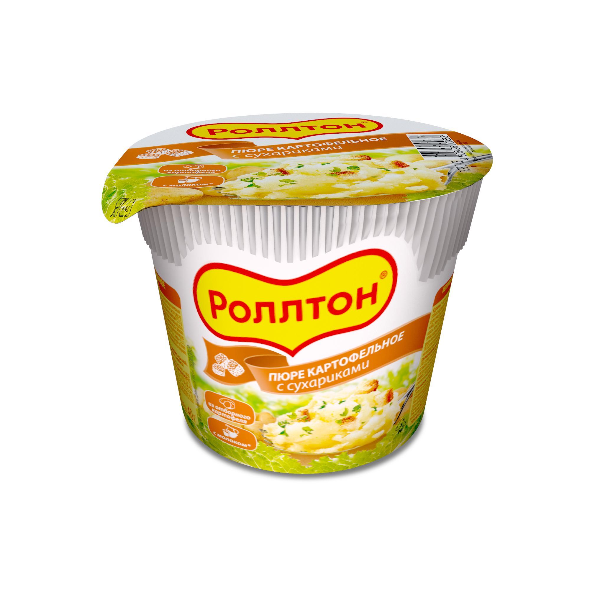 Пюре быстрого приготовления Роллтон картофельное с сухариками 40 гр., стакан