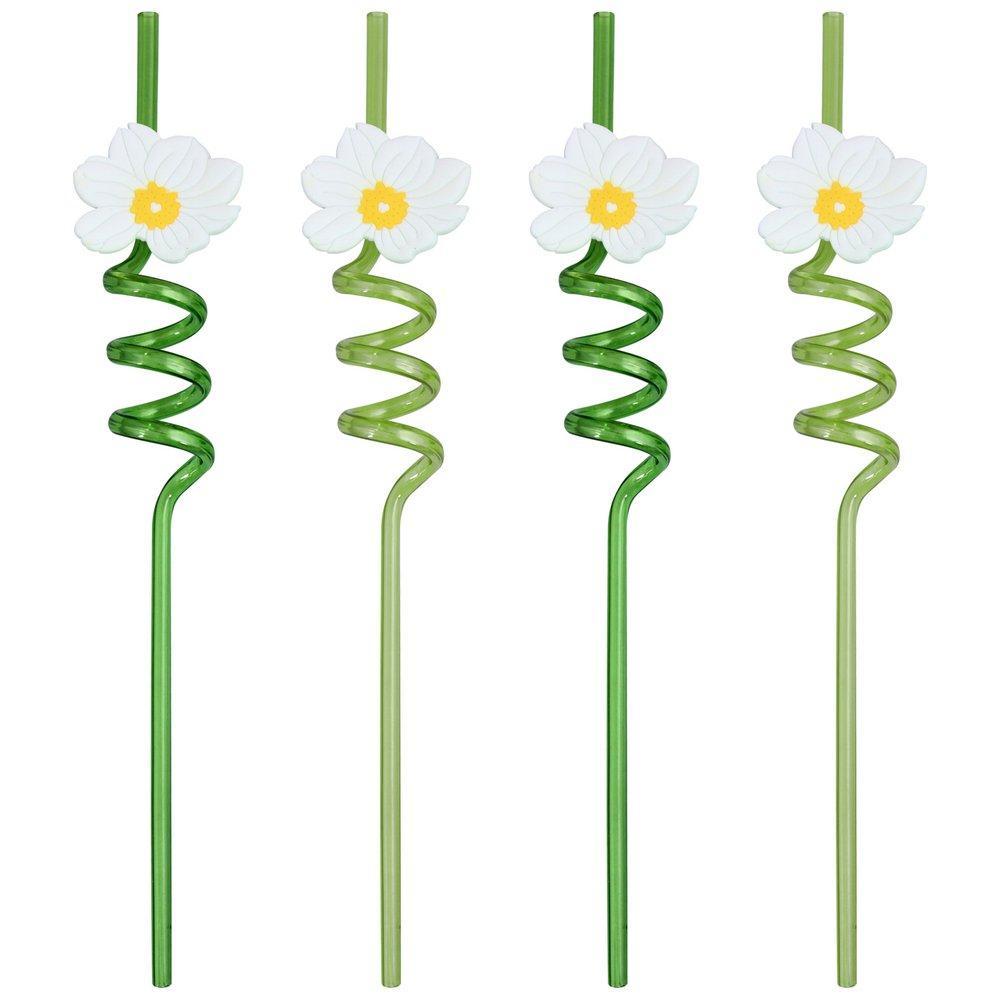 Трубочки для коктейля Мультидом ромашки 4 штуки 26 см., пакет